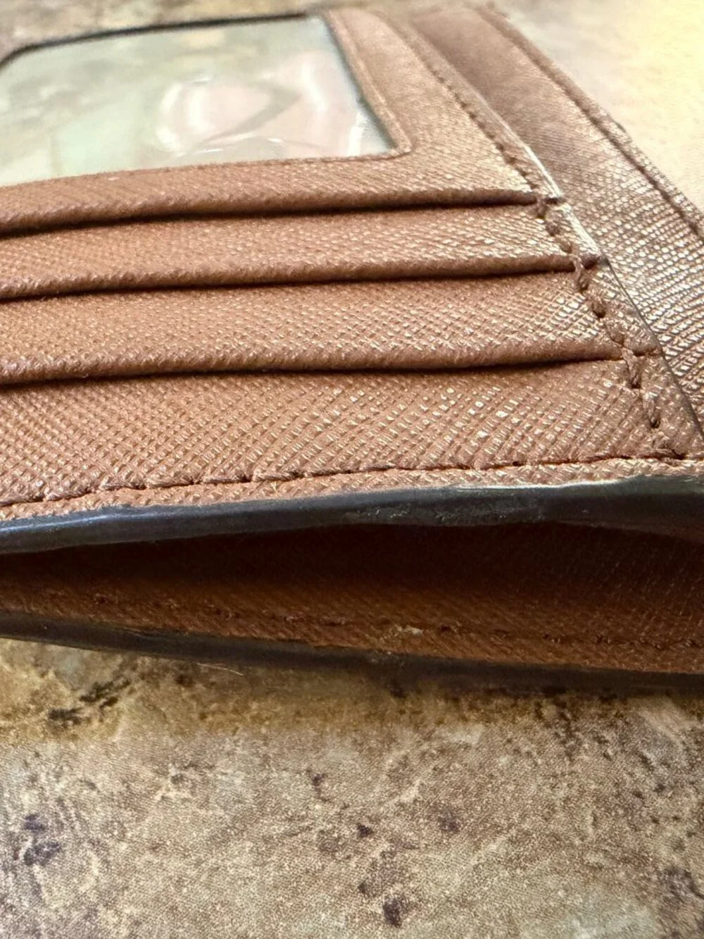 Michael Kors Brown Saffiano Leather Card Holder Wallet